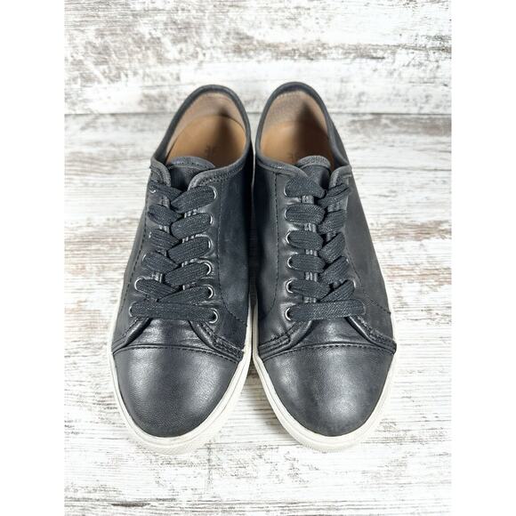 Women's Frye Mindy Low Black Leather Lace Up Sneakers Sz 7M - Picture 4 of 12